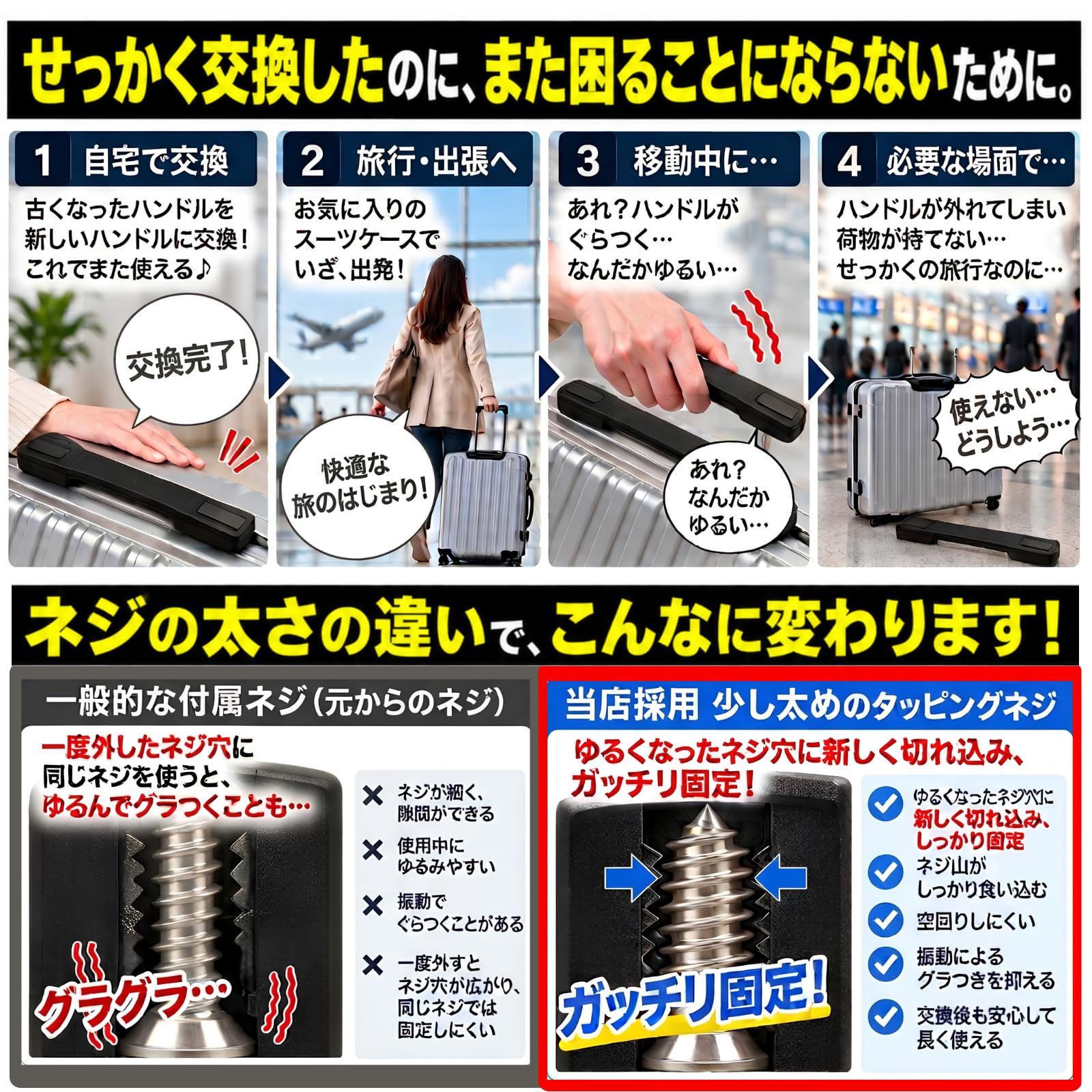 Amazon.co.jp: Leap Raupe スーツケース ハンドル 取っ手 交換 部品